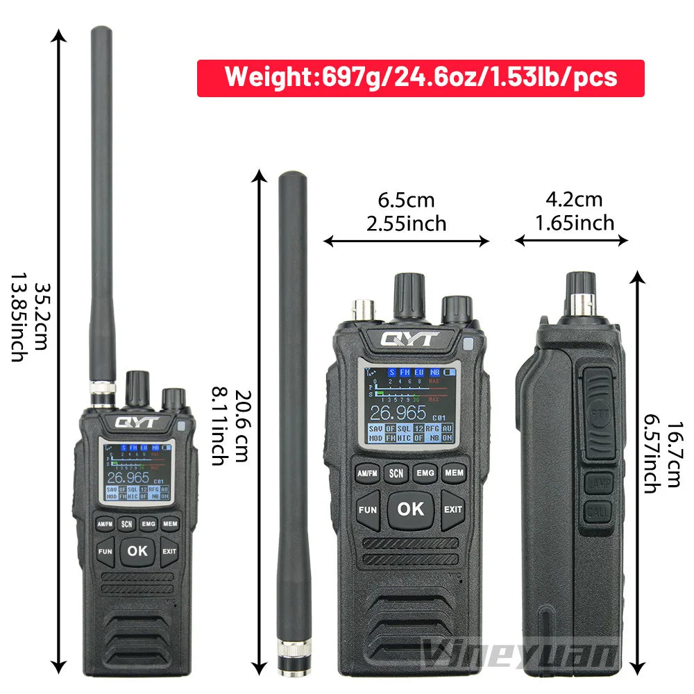 Original QYT CB Radio 27MHz QYT CB-58 26.965-27.405MHz FM AM Mode Citizen Band Radio CB58 4W Handheld Walkie Talkie With 4000mAh