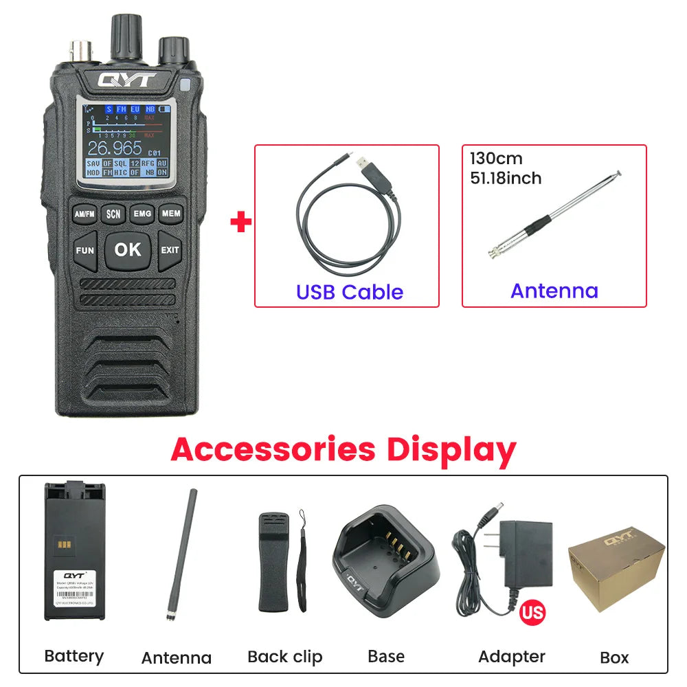Original QYT CB Radio 27MHz QYT CB-58 26.965-27.405MHz FM AM Mode Citizen Band Radio CB58 4W Handheld Walkie Talkie With 4000mAh