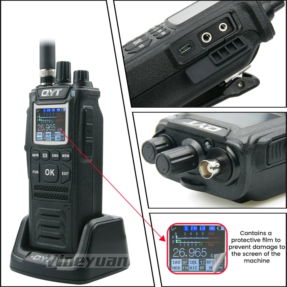 Original QYT CB Radio 27MHz QYT CB-58 26.965-27.405MHz FM AM Mode Citizen Band Radio CB58 4W Handheld Walkie Talkie With 4000mAh