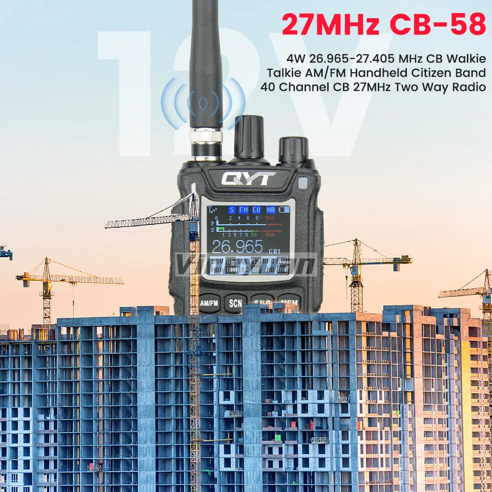 Original QYT CB Radio 27MHz QYT CB-58 26.965-27.405MHz FM AM Mode Citizen Band Radio CB58 4W Handheld Walkie Talkie With 4000mAh