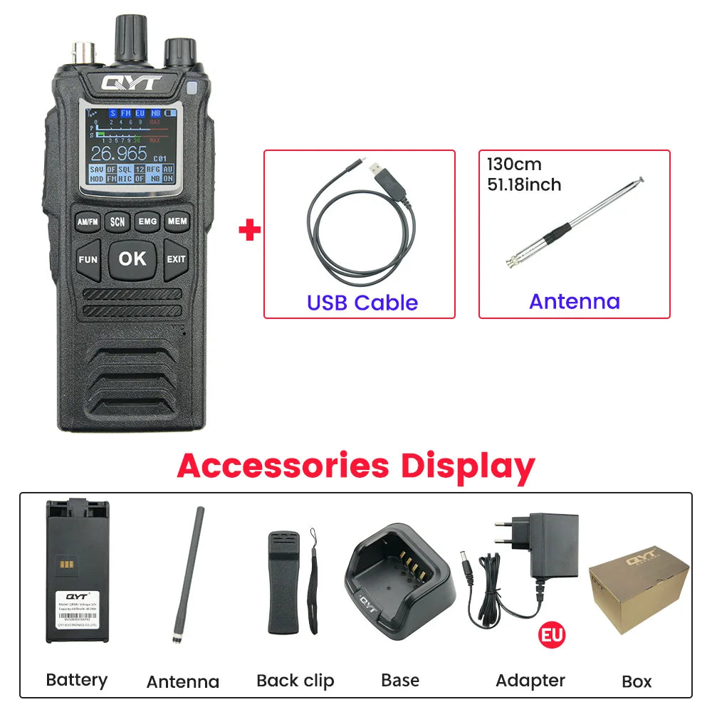 Original QYT CB Radio 27MHz QYT CB-58 26.965-27.405MHz FM AM Mode Citizen Band Radio CB58 4W Handheld Walkie Talkie With 4000mAh