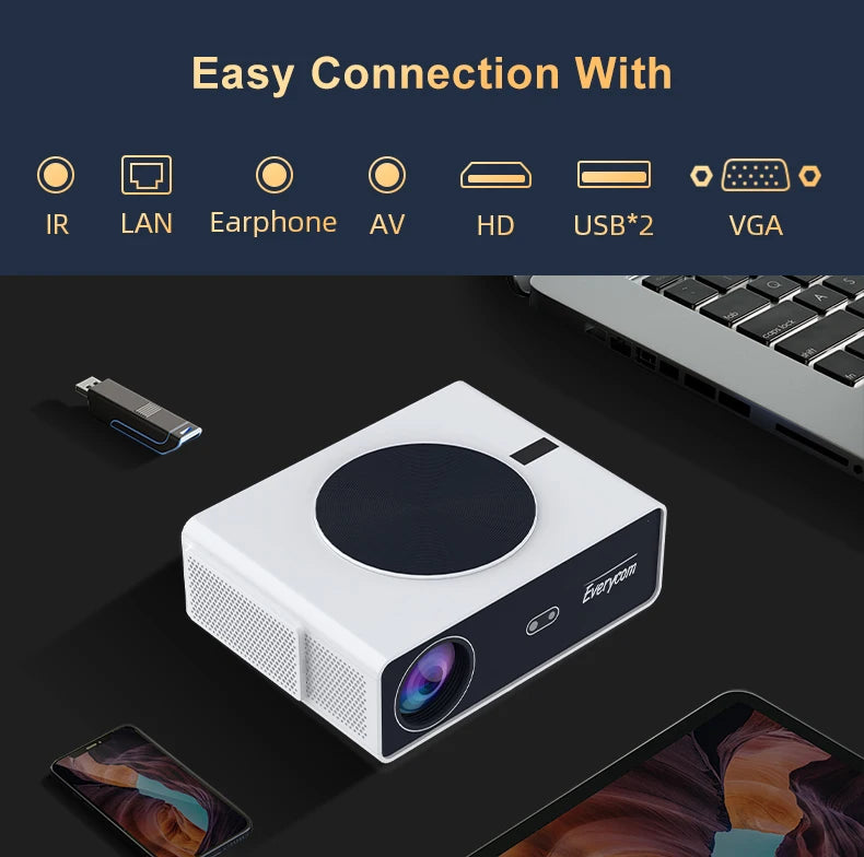 Everycom Q10W  Max Best Android 12 Auto Focus Wifi  Cinema Led Video Beamer 4k Projector Smart 1080P Home Theater Projector