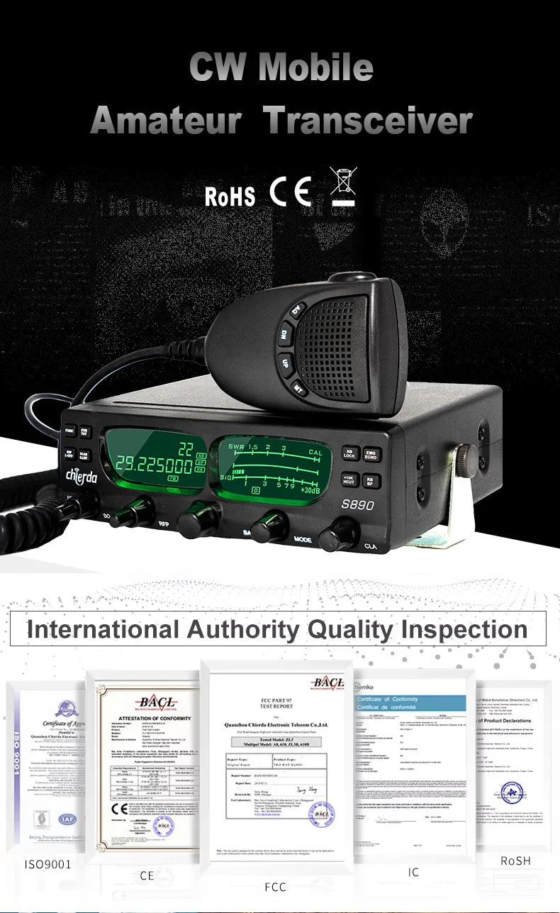 S890 AM FM SSB 27Mhz CB Radio 24.715-30.105 MHz HF Transceiver 40W High Power Long Range Walkie Talkie