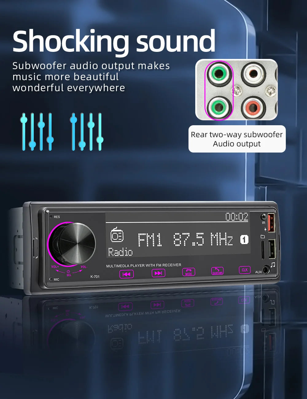 BQCC 1 Din MP3 Car Player DAB Digital Radio Bass-Heavy Audio Location And Car Search 2.5D Screen Full Touch Button Car Audio