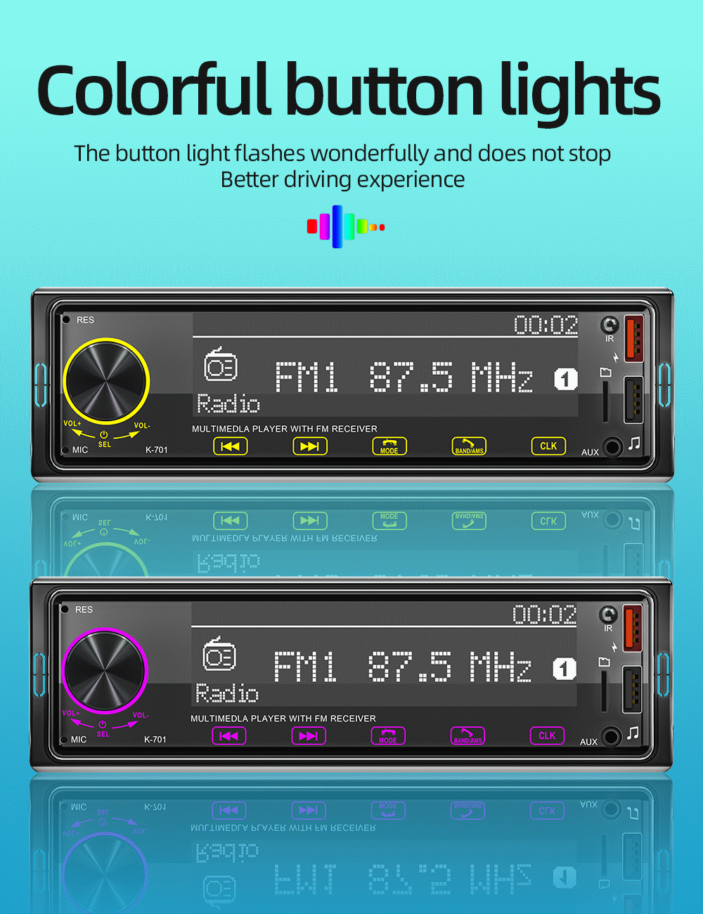 BQCC 1 Din MP3 Car Player DAB Digital Radio Bass-Heavy Audio Location And Car Search 2.5D Screen Full Touch Button Car Audio