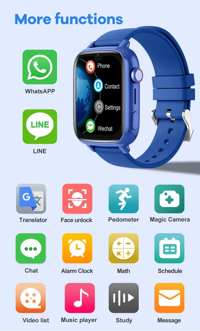 4G Smart Watch Kids GPS WIFI Video Call SOS APP Download Child Smartwatch Camera Monitor Tracker Location Phone Watch