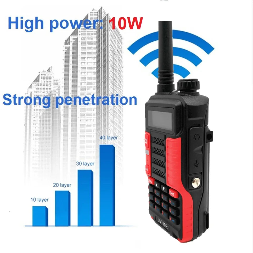 Original BaoFeng UV-10R Portable Radio V2 10W High Power UV 10R VHF UHF Dual Band Two Way CB Ham Radio Transceiver Walkie-Talkie