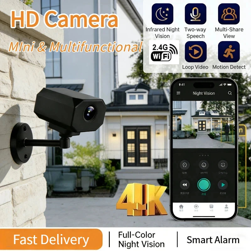 4K WiFi Security Camera Indoor Wireless Mini Home IP Camera APP Remote Monitor Night Vision Motion Detection 2 Way Audio 2025