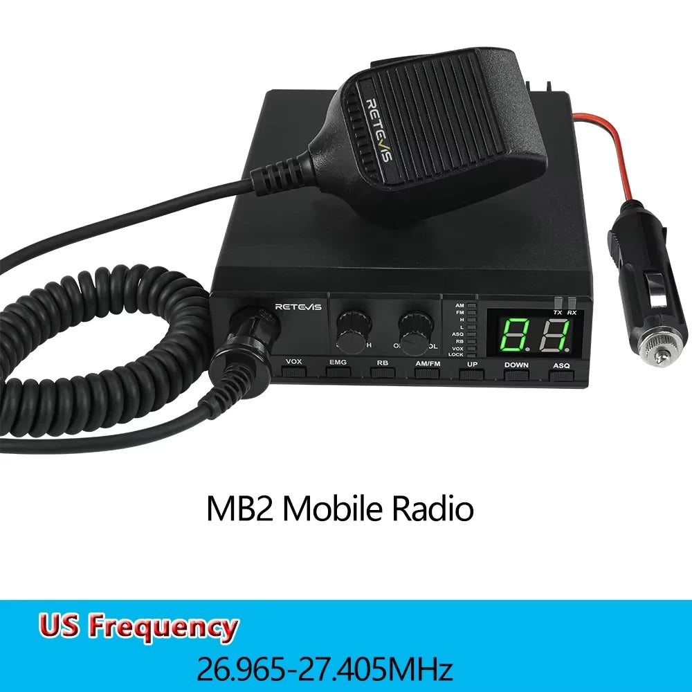 Retevis MB62 CB Radio 27Mhz FM/AM 40-Channel 4W CB Mobile Radio for EU PL DE CE UK IN US IT Countries