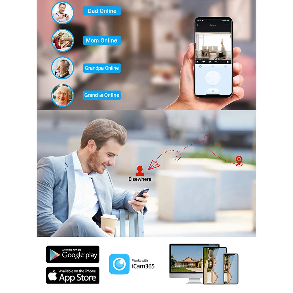 5G WiFi Security Camera Light Bulb - 9-LED Night Vision, Light Socket Powered