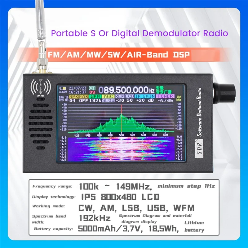 ABQR DeepSDR 101 SDR Radio Digital Demodulation Short Wave FM MW SSB CW HAM Radio Receiver