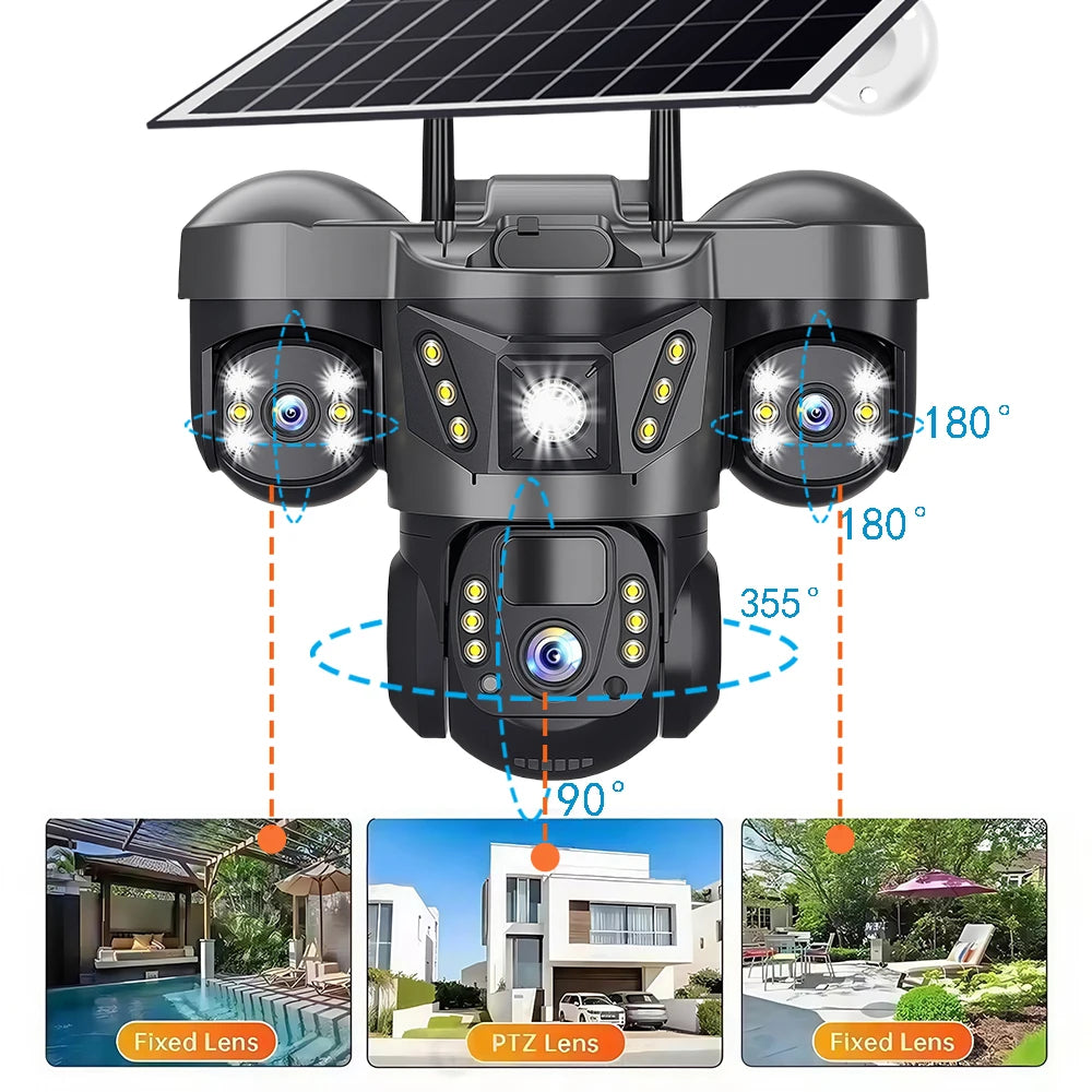 WiFi Solar Outdoor Surveillance Camera PIR Humanoid Auto Tracking Security Cameras Smart Home Protection PTZ Wireless IP CCTV