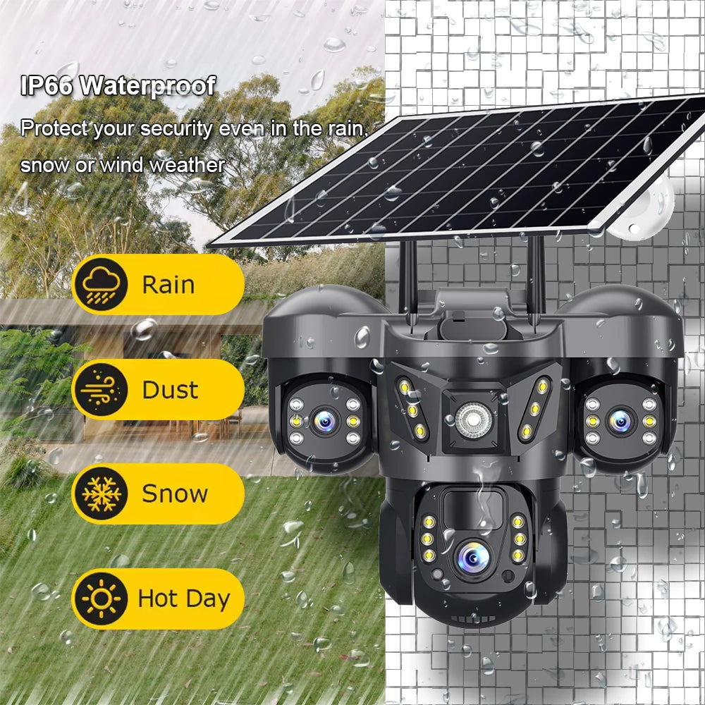 WiFi Solar Outdoor Surveillance Camera PIR Humanoid Auto Tracking Security Cameras Smart Home Protection PTZ Wireless IP CCTV