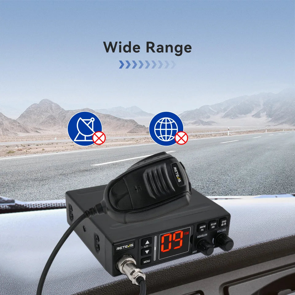 Retevis MB63A CB Car Radio 12/24V Power Long Range CB Mobile Radio Station Professional Communicator AMFM Ham Radio Channel 9/19