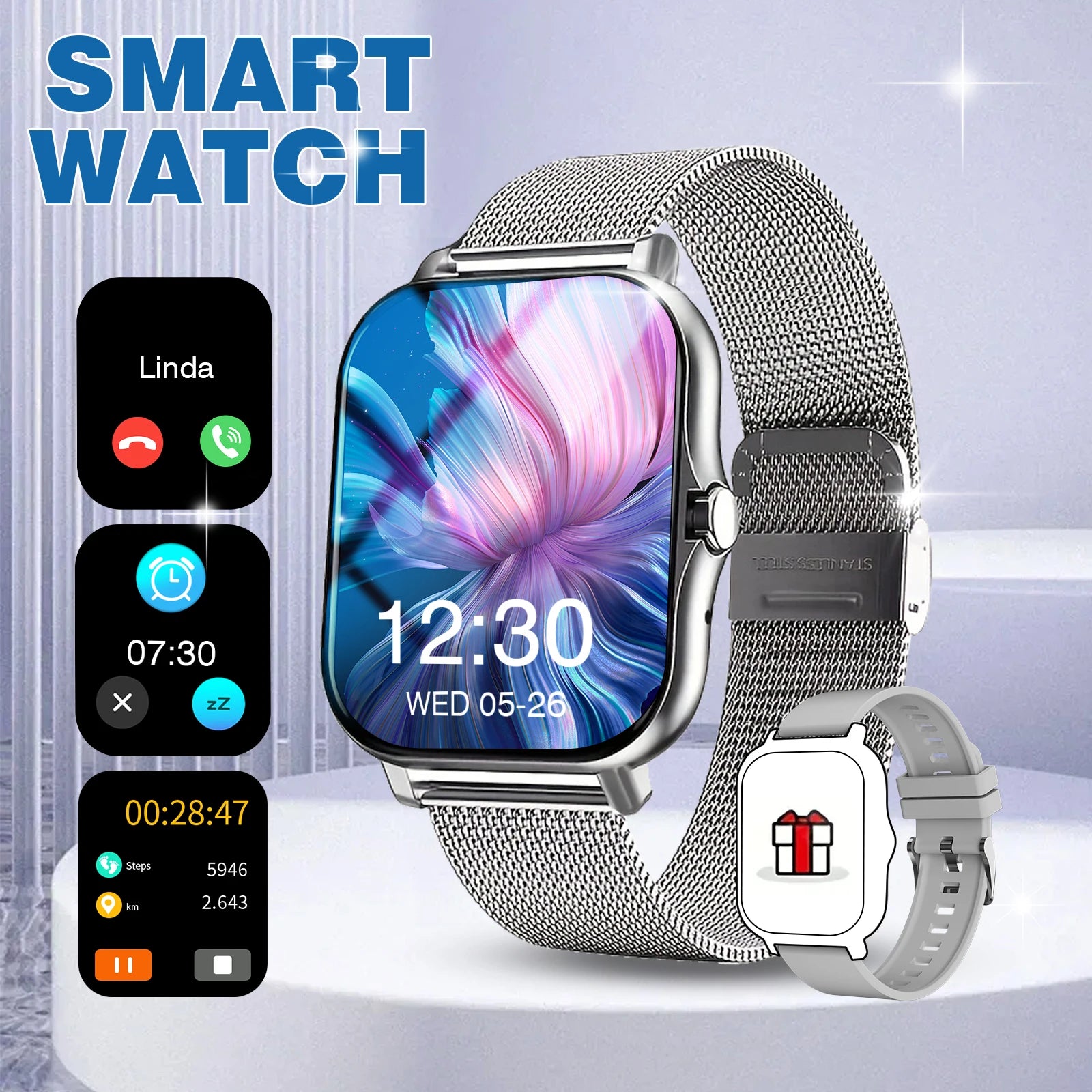 Smart Watch Multi-functional sports smart watch ,Wireless Calling, Personalized the Watch Faces,Music control