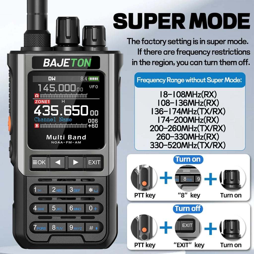 BAJETON BJ-8300 Ham Radio SW AM SSB CB Amateur Wireless Bluetooth Phone Programming Walkie Talkie NOAA Handheld Two Way Radio