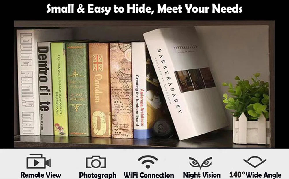 Wireless Mini WiFi Security Camera with Night Vision Motion Detection Rechargeable Battery Easy to Mount & App-Controlled