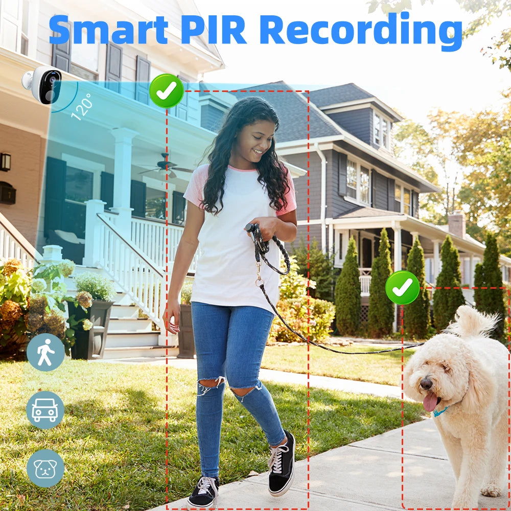 2K 4G Solar Security Camera WiFi Outdoor PIR Motion Detection Color Night Vision Waterproof Battery Powered 2-Way Audio Home