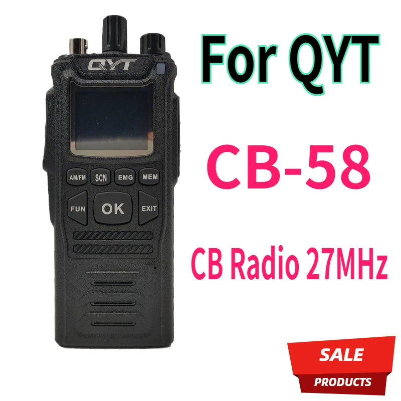 CB Radio 27MHz For QYT CB-58 Walkie Talkie 26.965-27.405MHz FM AM Mode Citizen Band Radio CB58 4W High Power Handheld Radios