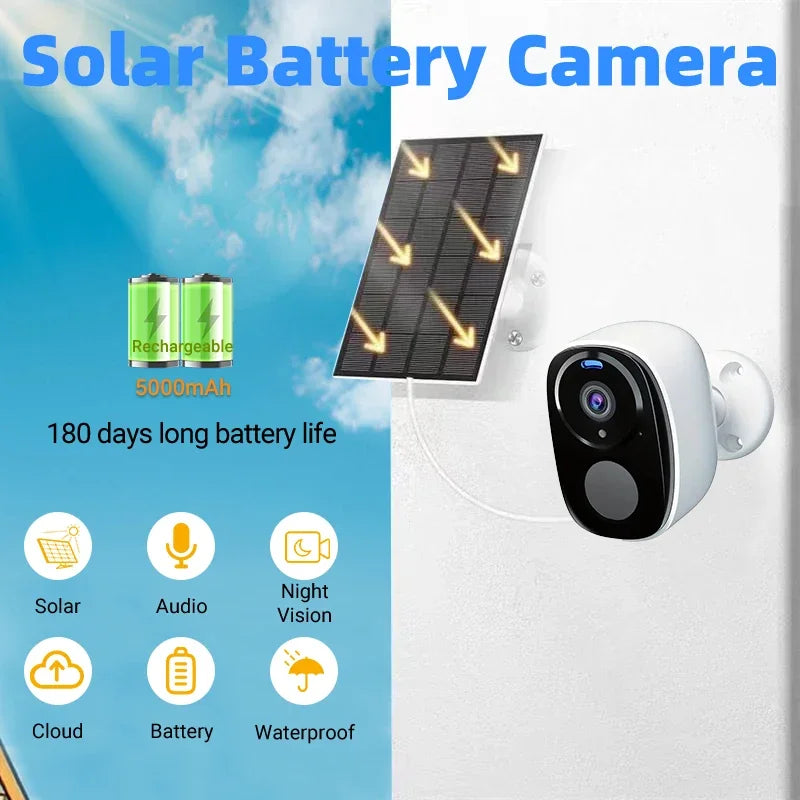 2K 4G Solar Security Camera WiFi Outdoor PIR Motion Detection Color Night Vision Waterproof Battery Powered 2-Way Audio Home