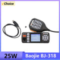 Baojie BJ-318 Mini Car Radio Station 256CH Tri-Power 25W VHF/UHF Dual Band Mobile Radio CB Transceiver Long Range Walkie Talkie
