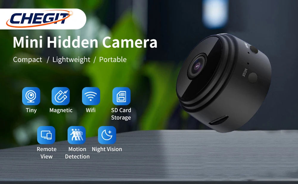 Wireless Mini WiFi Security Camera with Night Vision Motion Detection Rechargeable Battery Easy to Mount & App-Controlled