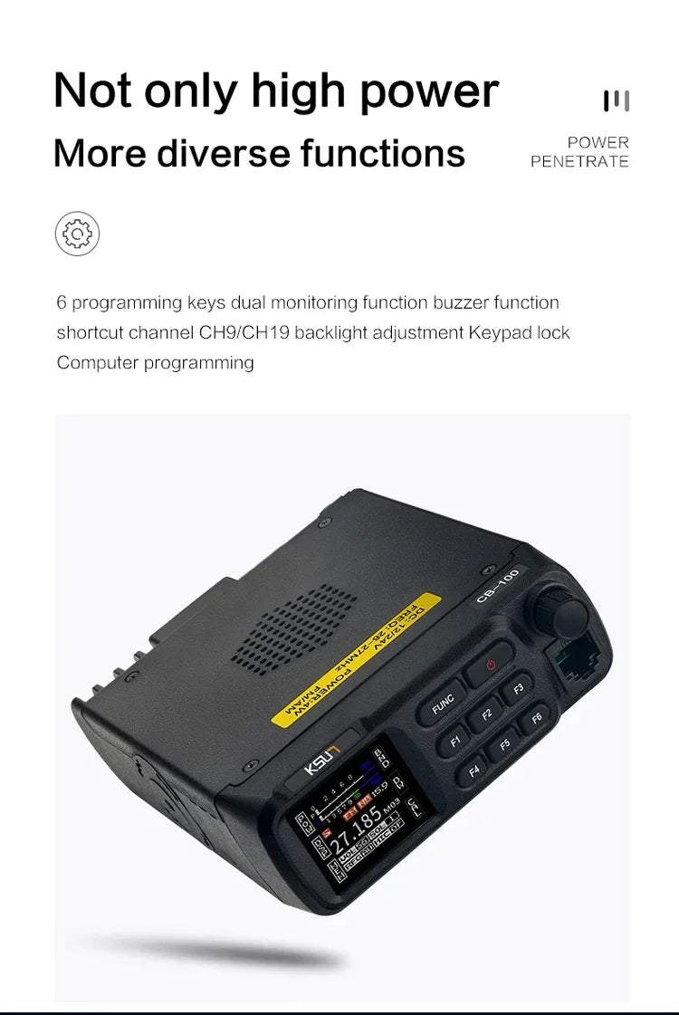 Mobile Walkie Talkie Radio Receiver Shortwave Transceiver AM FM SSB 27MHz Vehicle Mouted Base Station Car CB Radio for Truck Car