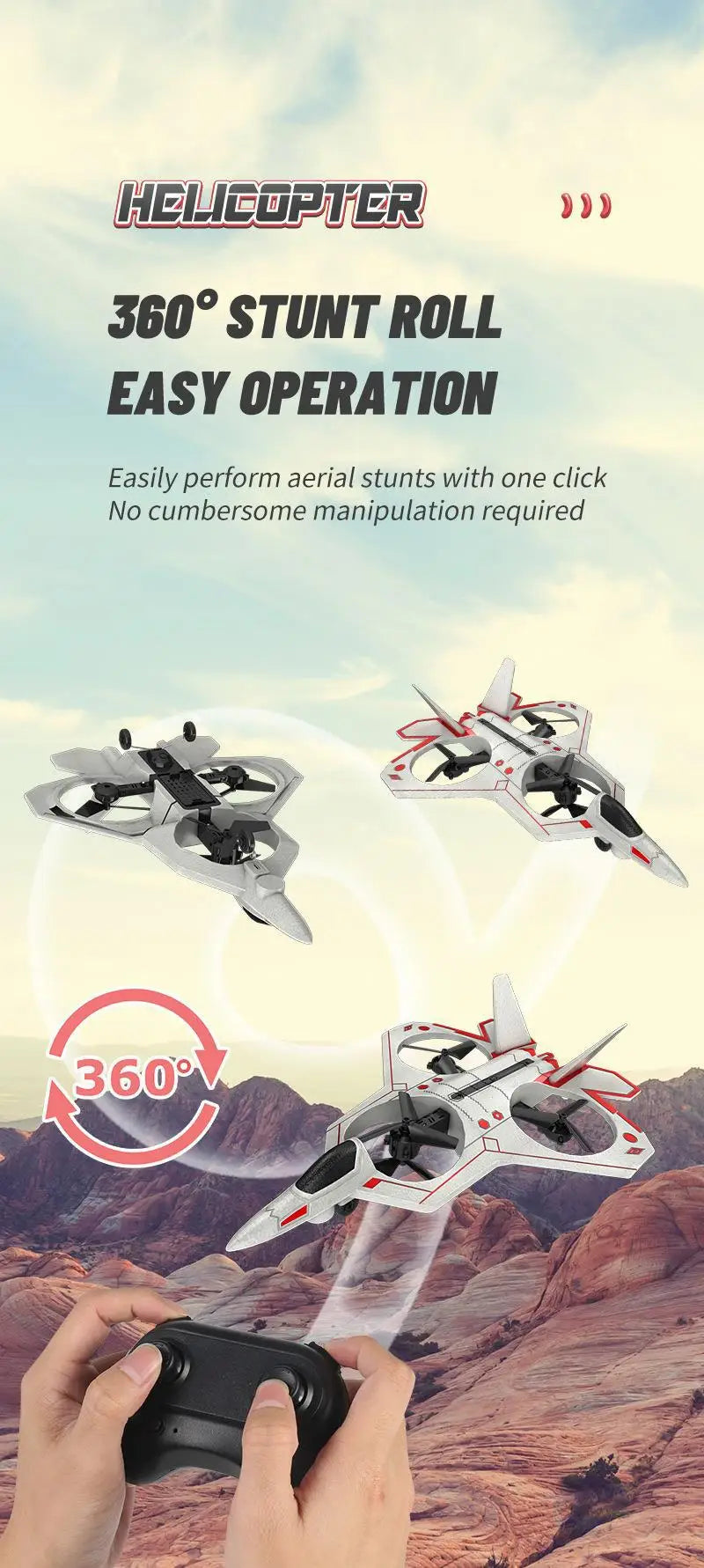 Drone Stunt Fighter Aircraft Model Four-axis Aircraft Remote Control Aircraft Foam Aircraft Roll Rotation Suspension