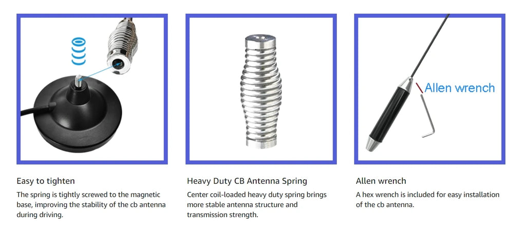 CB Antenna 27MHZ CB Radio Antenna Portable Indoor Outdoor Magnetic CB Antenna Heavy Duty Magnet Mount Mobile Car Radio