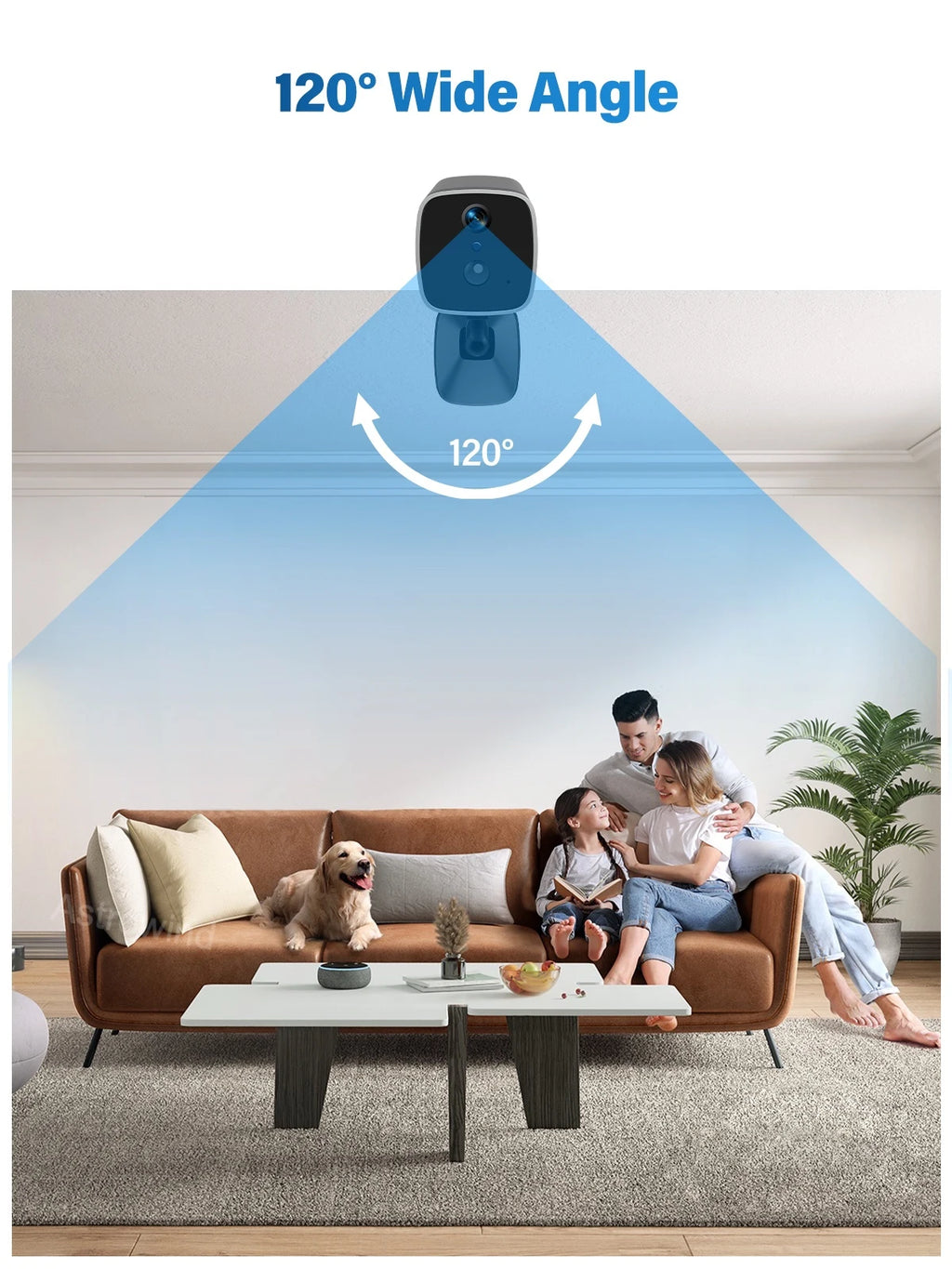 WiFi Security Camera 120° Wide Angle HD Night Vision APP remote operation for car camping house garage home monitoring system