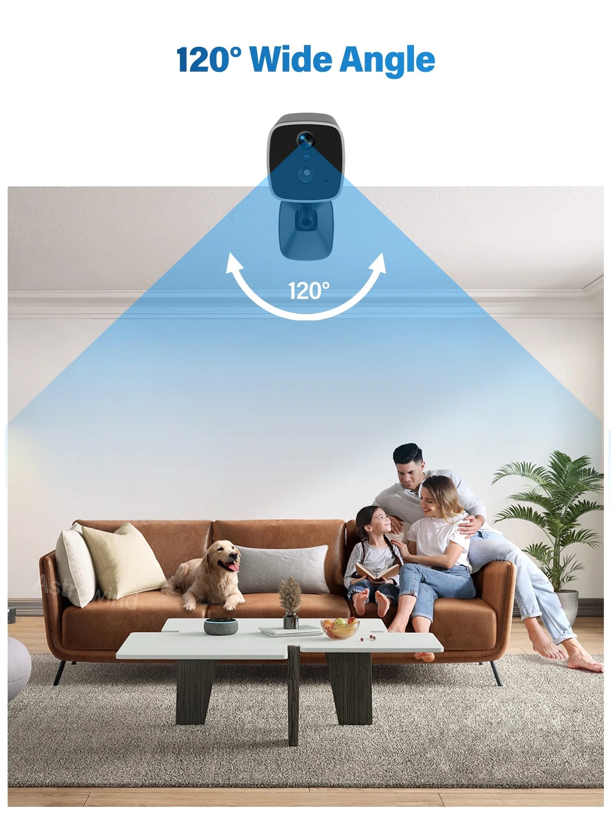 WiFi Security Camera 120° Wide Angle HD Night Vision APP remote operation for car camping house garage home monitoring system