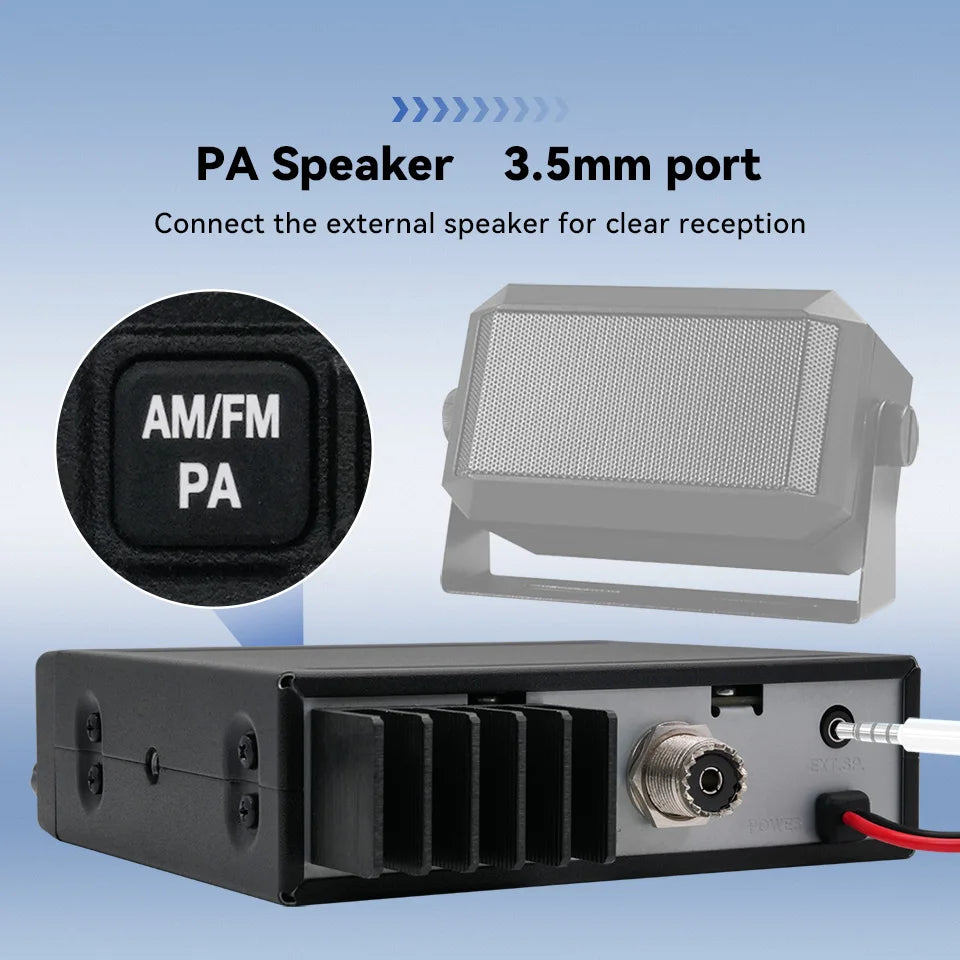 Retevis MB63A CB Car Radio 12/24V Power Long Range CB Mobile Radio Station Professional Communicator AMFM Ham Radio Channel 9/19