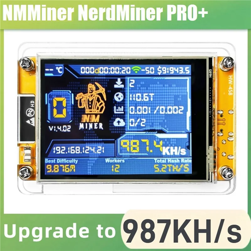 Nerdminer Nmminer Upgraded 987KH/S Harshrate 2.8 Inch Smart Display Bitcoin Crypto Solo Lottery Miner Upgraded Nerdminer