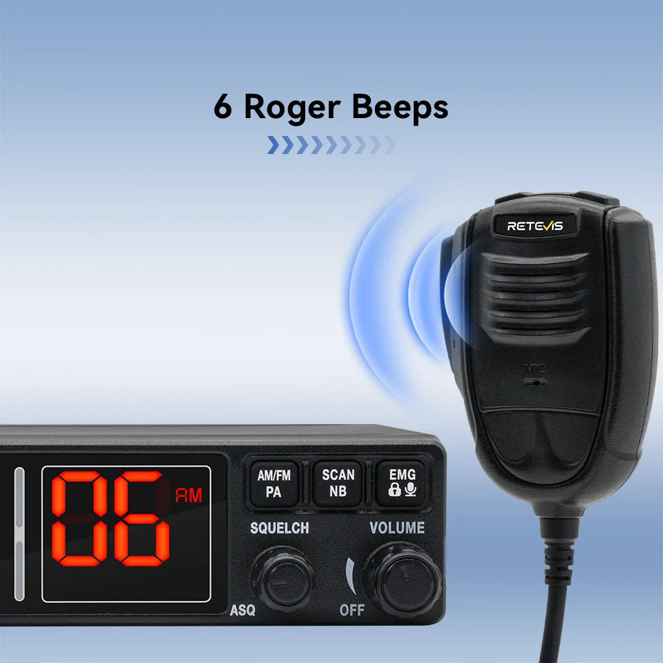 Retevis MB63A CB Car Radio 12/24V Power Long Range CB Mobile Radio Station Professional Communicator AMFM Ham Radio Channel 9/19