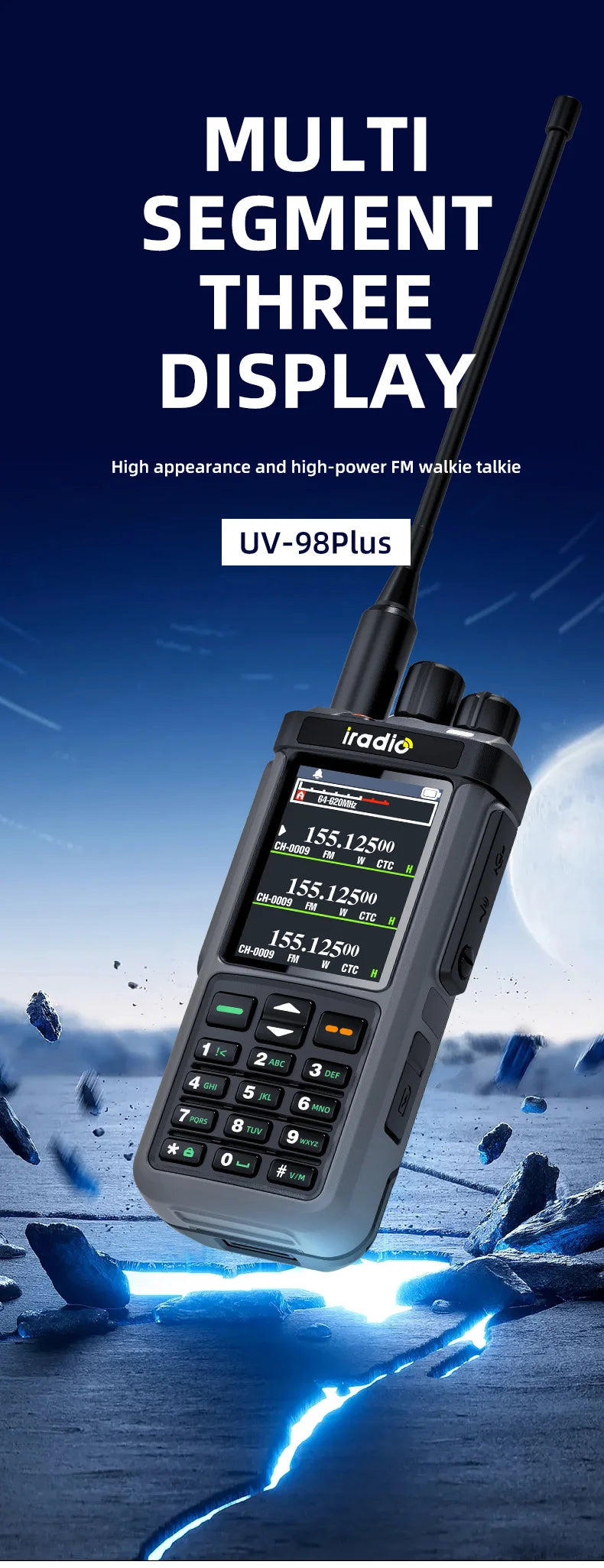 Iradio UV-98 PLUS talkie-walkie répéteur de bande transversale 2.4 "grand écran USB LSB CW CB SSB HF Radio amateur UV-88 RT-860