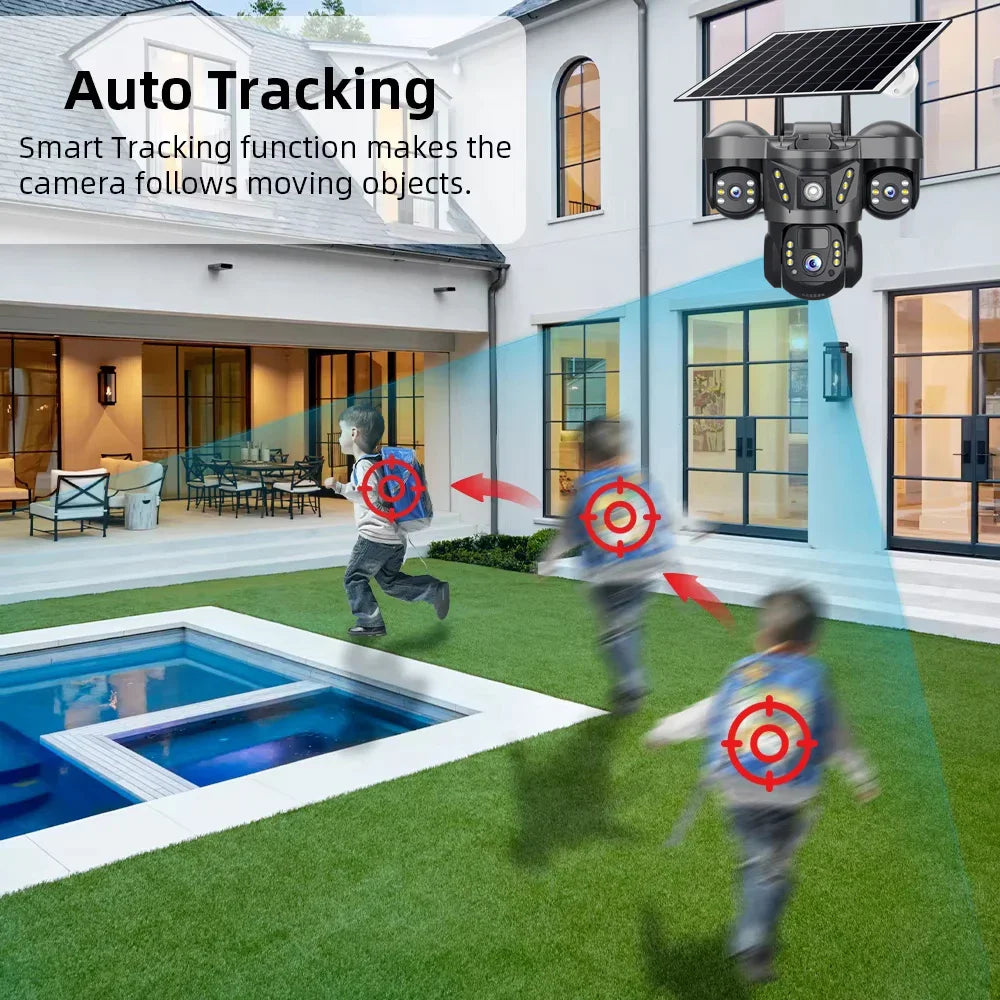 WiFi Solar Outdoor Surveillance Camera PIR Humanoid Auto Tracking Security Cameras Smart Home Protection PTZ Wireless IP CCTV