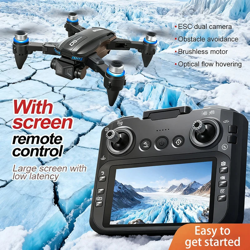 2026 New D5 Drone 4K Professional HD Dual Camera Brushless Obstacle Avoidance Foldable With Screen Control Quadcopters RC Drones