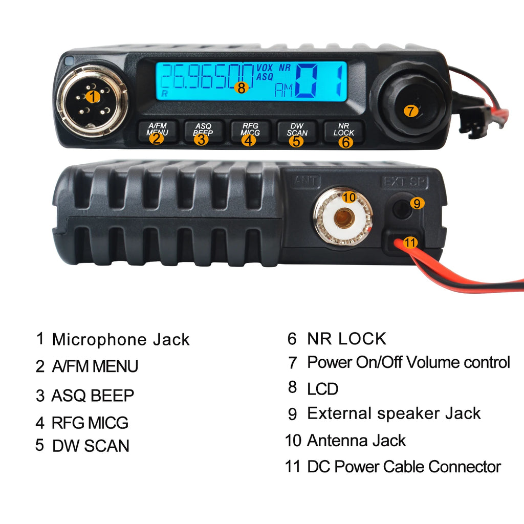TYT CB Mini Walkie Talkie 11 Meters 27MHz Radio European Citizen Band 4W 40Channels AM/FM Vox Mobile Tranceiver