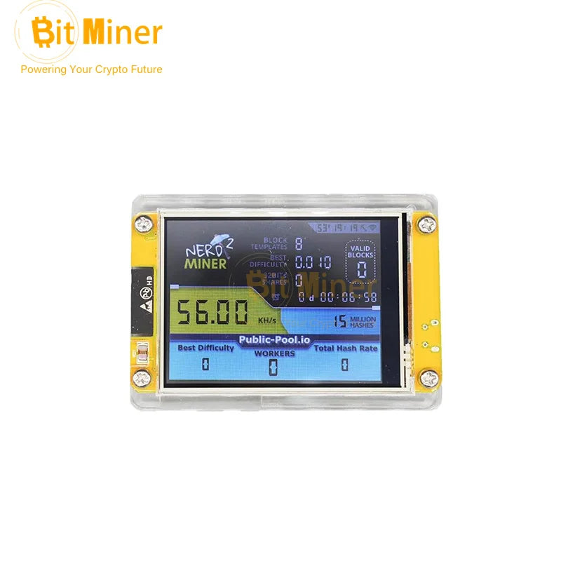 NerdMiner V2 350kh/s 2.8 Inch Mini Bitcoin Miner nm miner nmminers lottery miners BTC solo miner crypto lottery mining machine
