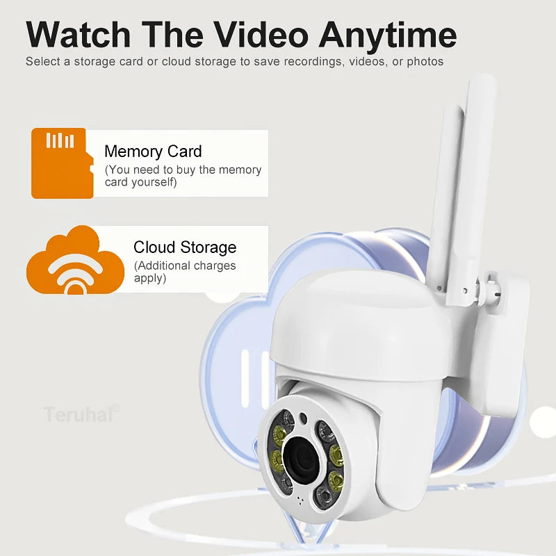 WiFi Security Camera IP Wireless Security Surveillance IP66 PTZ Camera 8X Zoom Cameras Tracking Two-way Audio HD Night Color Cam