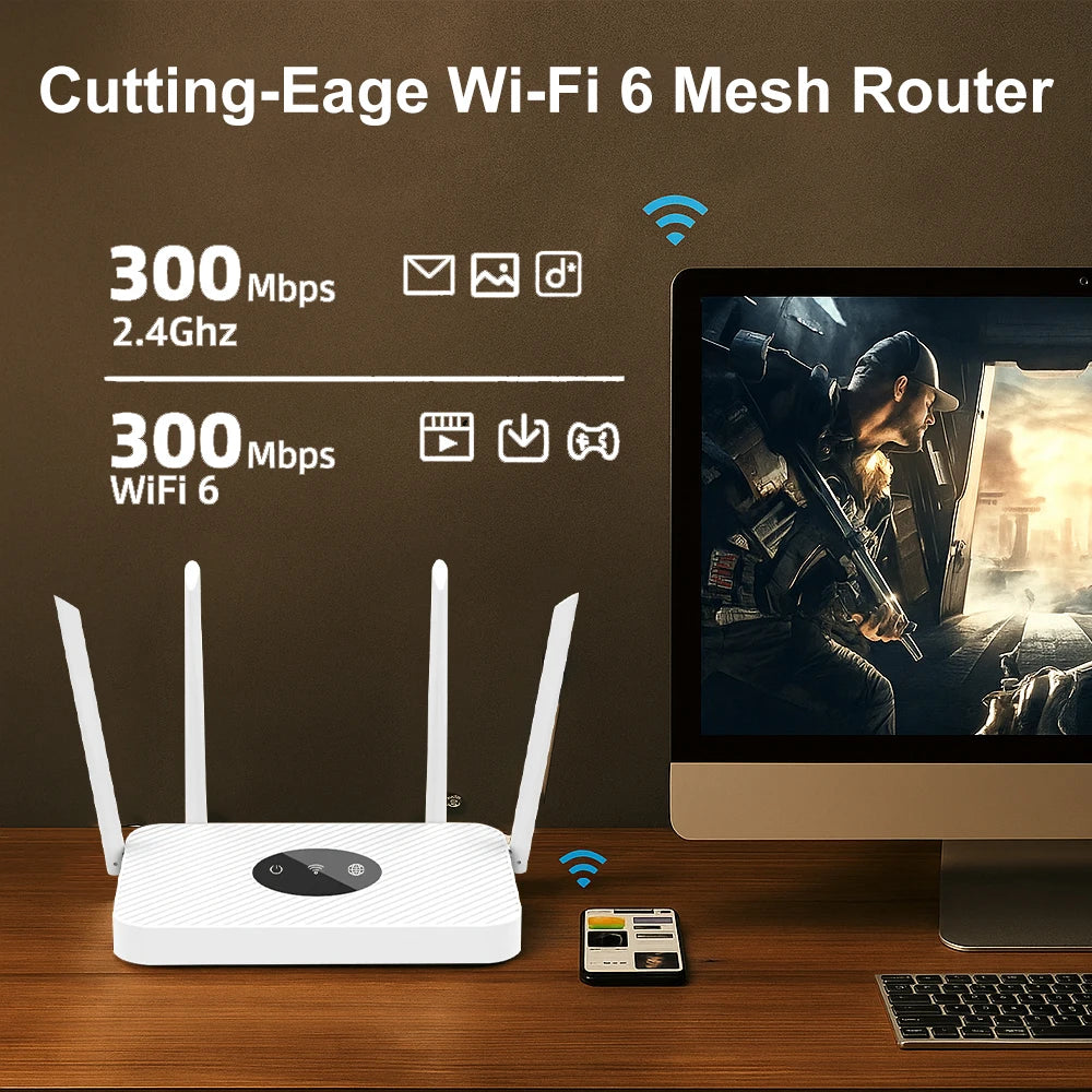 Wifi Wireless Router Wifi Fiber Broadband High-speed Unlimited 4 Antennas 2.4ghz Strong Signal Ultra-fast Broadband Coverage