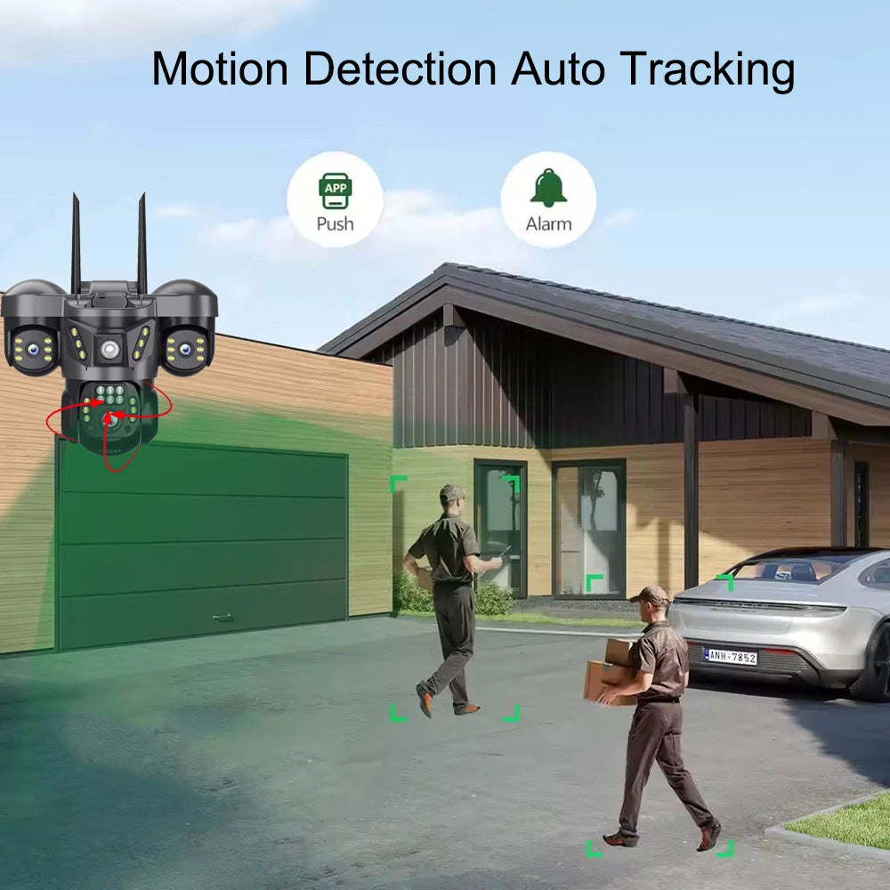 WiFi Security Camera 3 Lens Outdoor Protection 15MP HD Night Vision PTZ Rotate CCTV Cameras Motion Detection Video Surveillance