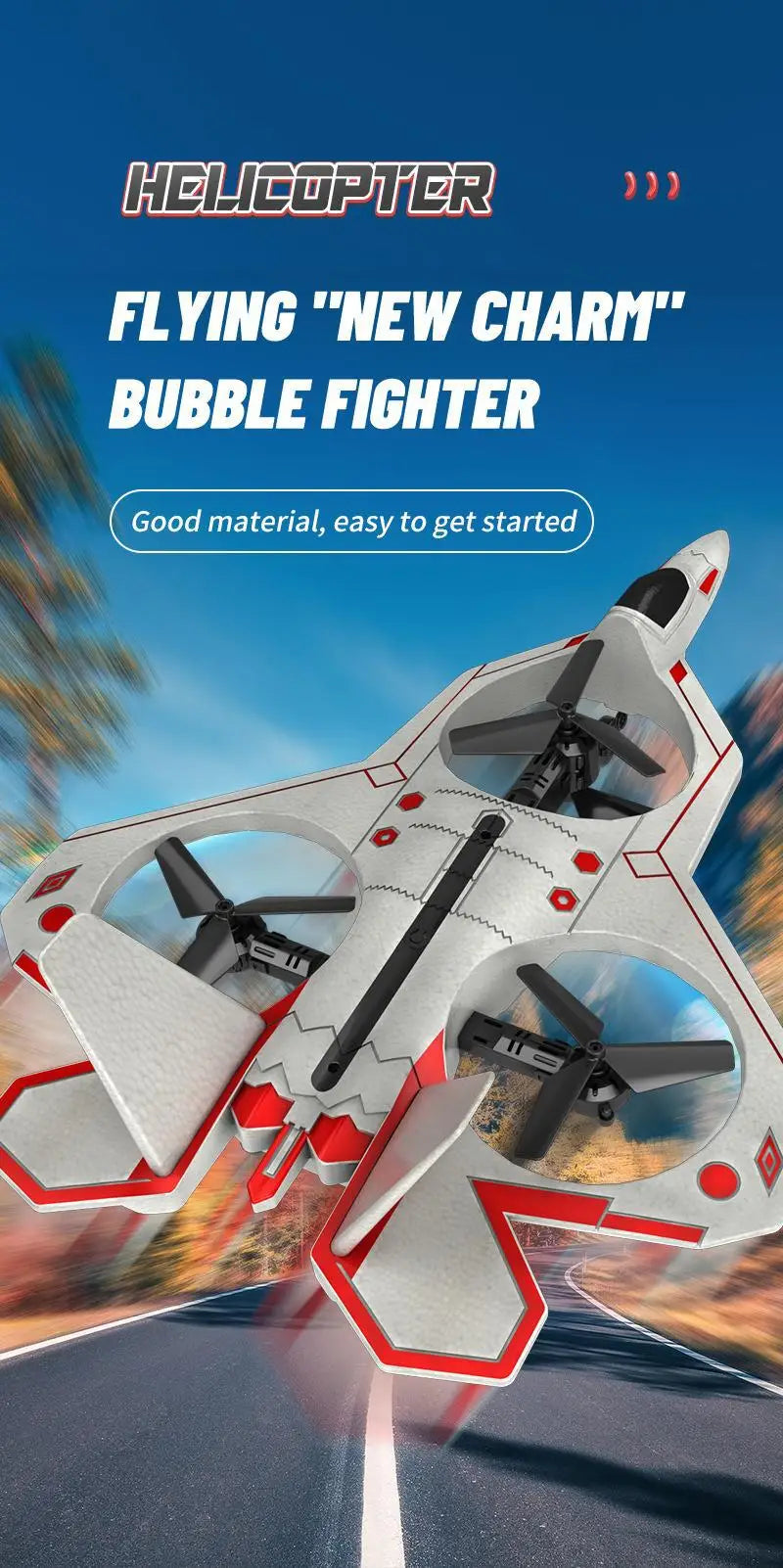 Drone Stunt Fighter Aircraft Model Four-axis Aircraft Remote Control Aircraft Foam Aircraft Roll Rotation Suspension