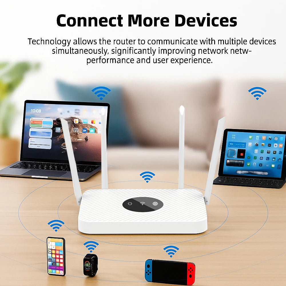 Wifi Wireless Router Wifi Fiber Broadband High-speed Unlimited 4 Antennas 2.4ghz Strong Signal Ultra-fast Broadband Coverage