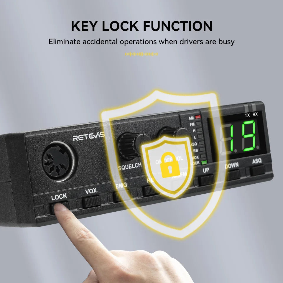 Retevis MB62 CB Radio 27Mhz FM/AM 40-Channel 4W CB Mobile Radio for EU PL DE CE UK IN US IT Countries