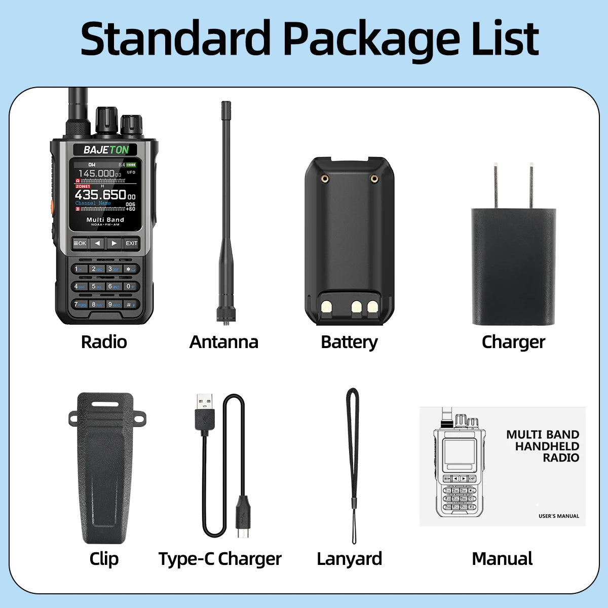 BAJETON BJ-8300 Ham Radio SW AM SSB CB Amateur Wireless Bluetooth Phone Programming Walkie Talkie NOAA Handheld Two Way Radio