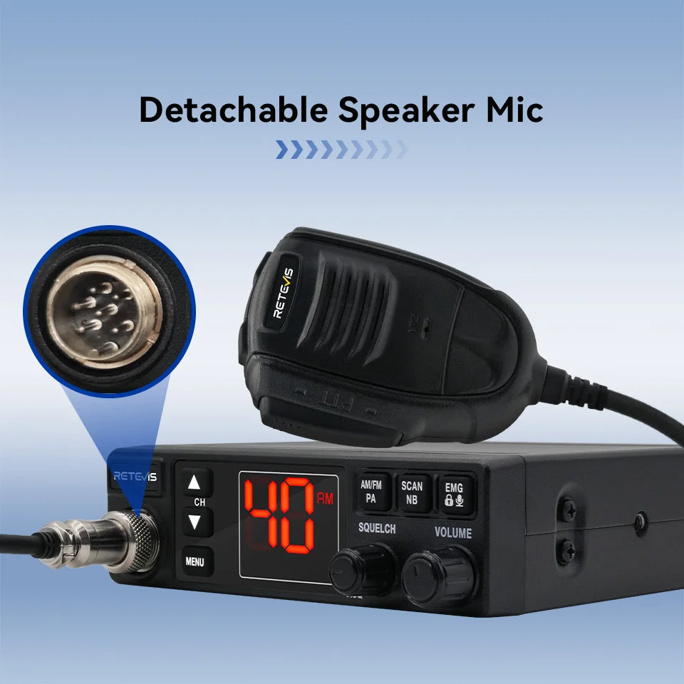 Retevis MB63A CB Car Radio 12/24V Power Long Range CB Mobile Radio Station Professional Communicator AMFM Ham Radio Channel 9/19