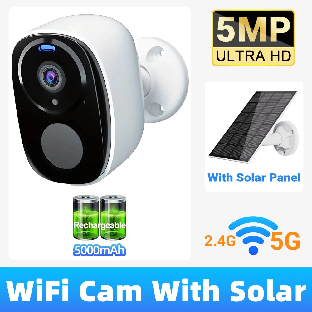 2K 4G Solar Security Camera WiFi Outdoor PIR Motion Detection Color Night Vision Waterproof Battery Powered 2-Way Audio Home
