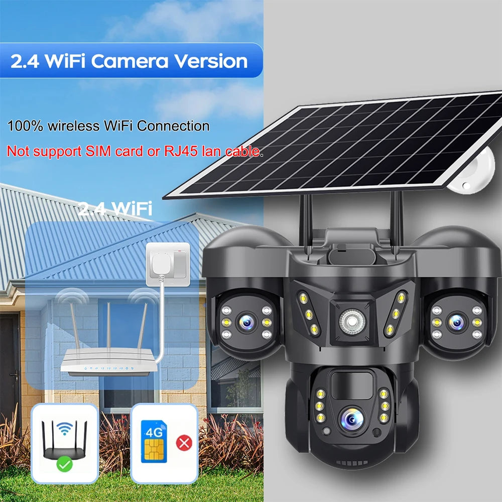 WiFi Solar Outdoor Surveillance Camera PIR Humanoid Auto Tracking Security Cameras Smart Home Protection PTZ Wireless IP CCTV
