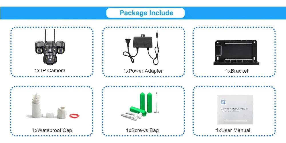 WiFi Security Camera 3 Lens Outdoor Protection 15MP HD Night Vision PTZ Rotate CCTV Cameras Motion Detection Video Surveillance